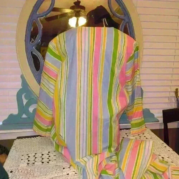 Saks Fifth Avenue Chiha by Jaconelli Rare VintageVertical Pastel Lines H… - Picture 2 of 16